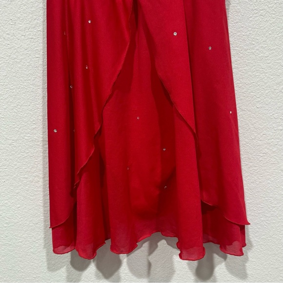 kids ice figure skating red sequins salsa ruffles cami dance dress - Picture 3 of 8